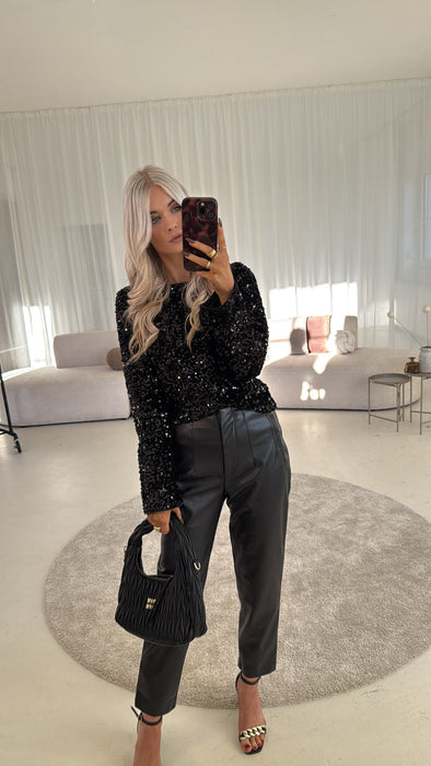 Glitzeroberteil mit Schleife Black