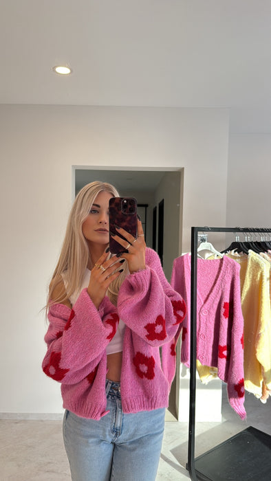 Cardigan Flowers Pink/Rot