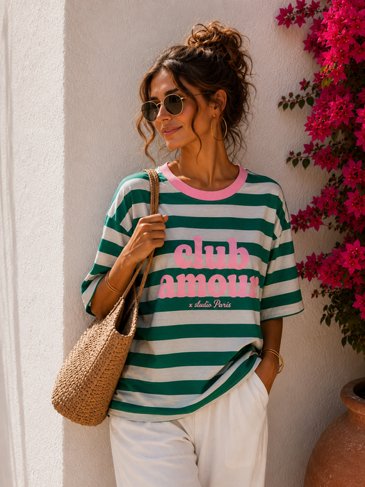 T-Shirt Club Amour Grün/Pink