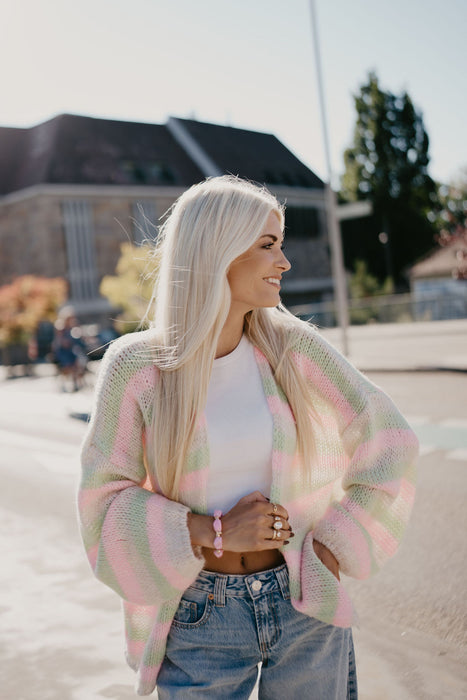 Cardigan Rainbow Grün/Rosé