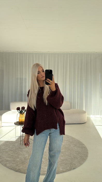 Weicher Strickpullover Burgunder