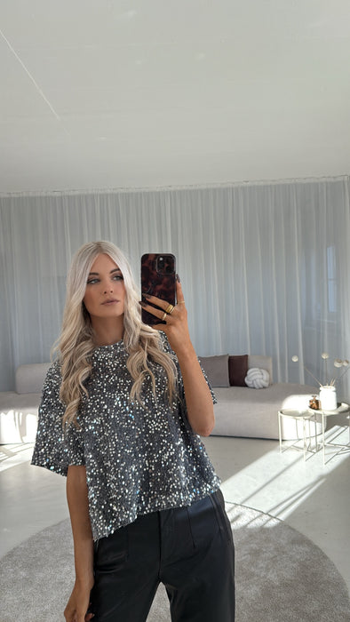 Oversize T-Shirt Glitzer Grey