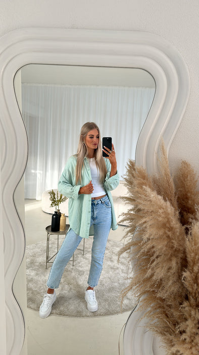 Musselin Bluse Aqua