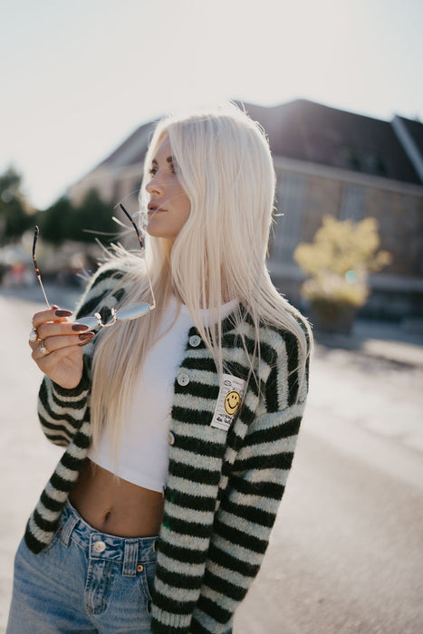Cardigan Smiley Stripes Dunkelgrün