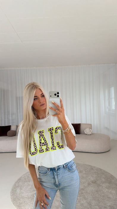 T-Shirt Ciao Weiß - Neon gelb/Leo