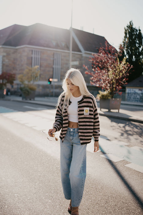 Cardigan Smiley Stripes Braun/Beige