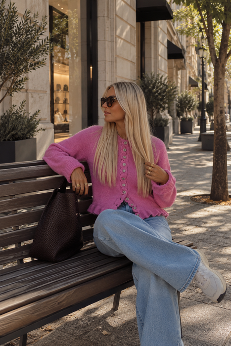 Cardigan Volant Pink