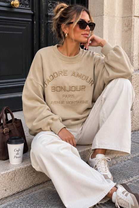 Sweater J'adore Amour Beige
