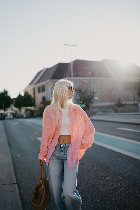 Musselinbluse Stripes Pink/Orange