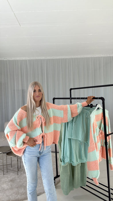 Cardigan Peach/Aqua