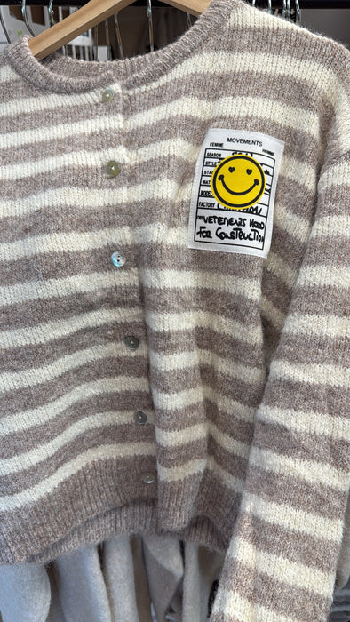 Cardigan Stripes Beige/Weiß