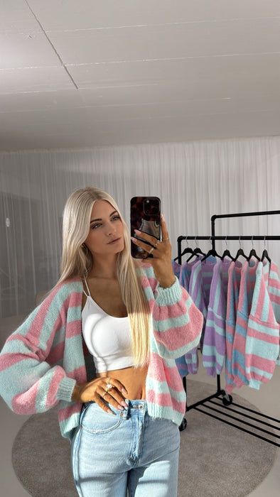 Cardigan Candy - Aqua/Rosé