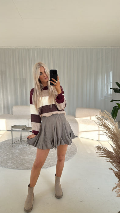 Pullover Stripes Braun/Weinrot