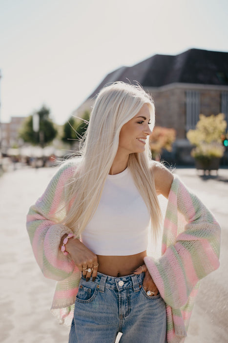 Cardigan Rainbow Grün/Rosé