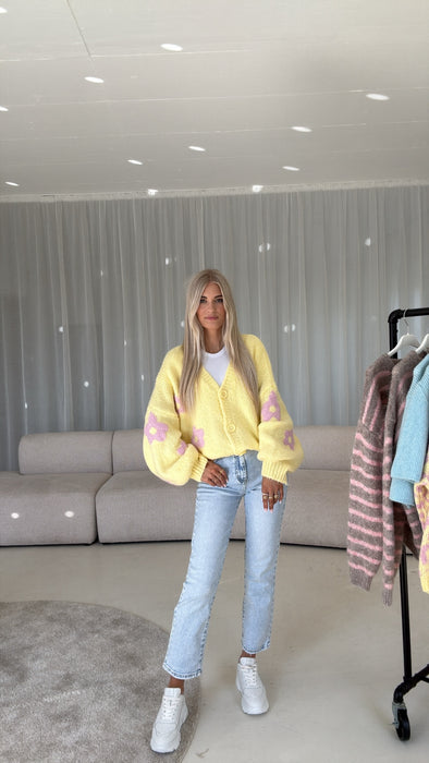 Cardigan Flowers Gelb