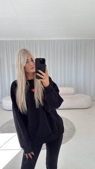 Lässiger Sweater Black/Heart
