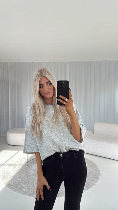 Rundhalsausschnitt  Oberteil Grey