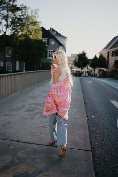 Musselinbluse Stripes Pink/Rot
