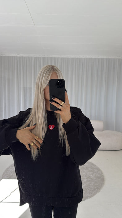 Lässiger Sweater Black/Heart