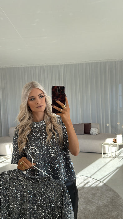 Oversize T-Shirt Glitzer Grey