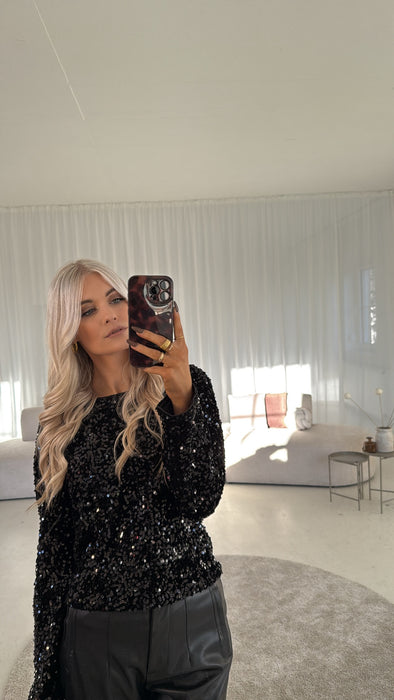 Glitzeroberteil mit Schleife Black