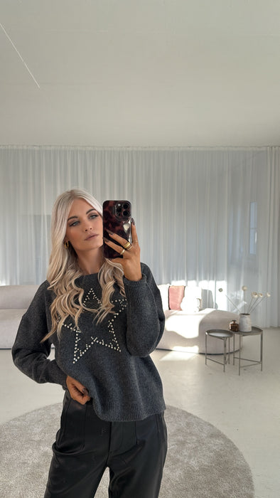 Pullover Stern Glitzer Dunkel