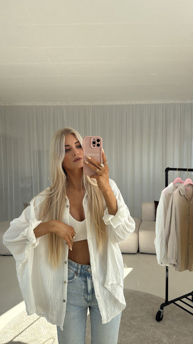 Musselinbluse Good Vibes Weiß ✨