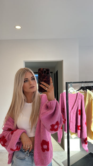 Cardigan Flowers Pink/Rot