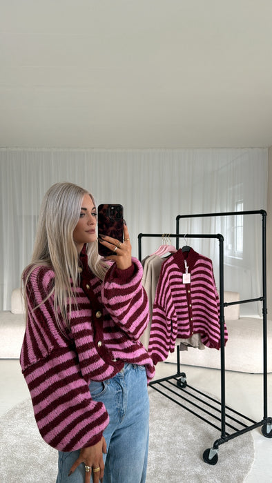 Weicher Cardigan Pink-Burgunder