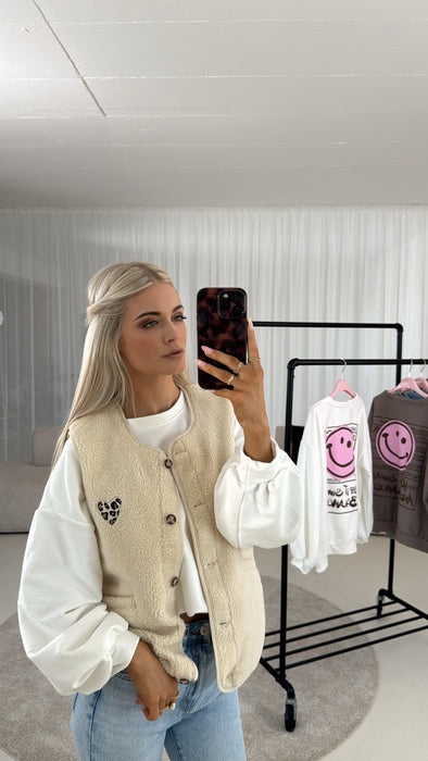 Teddyweste Beige Leo Herz