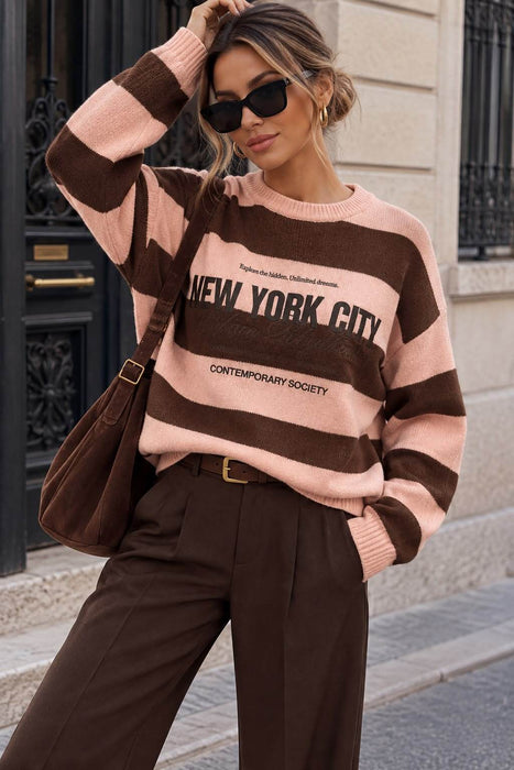 Strickpulli New York Braun-Altrosa