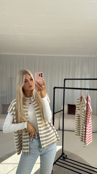 Weste Stripes Beige/Weiß