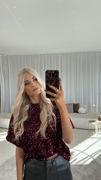 Oversize T-Shirt Glitzer Red