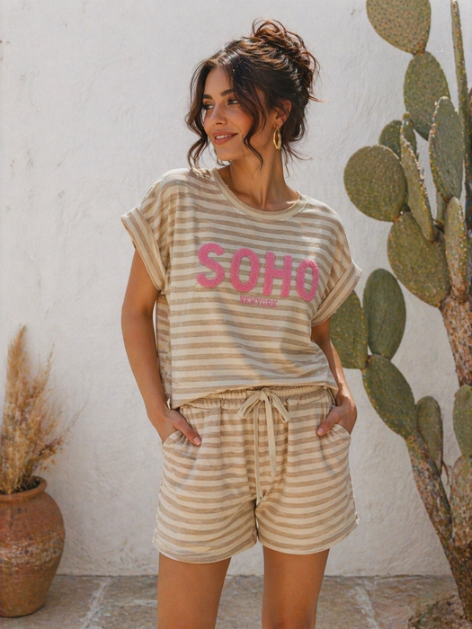 Set Hose / T-Shirt SOHO Beige/Pink