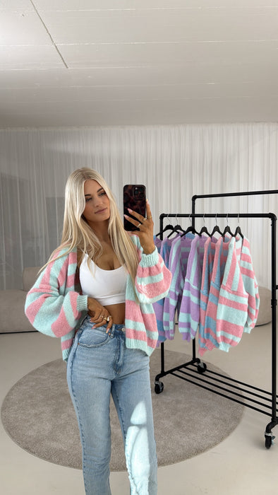Cardigan Candy - Aqua/Rosé