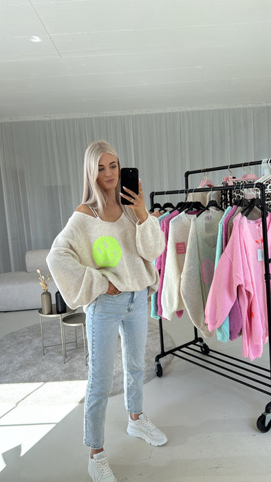 Pullover Smily Neongelb/Beige