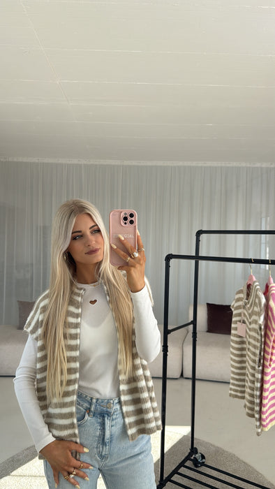 Weste Stripes Beige/Weiß