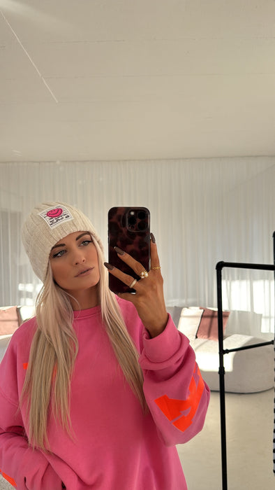 Mütze Creme Smily Pink - Ohne Rückgaberecht/Hygieneartikel