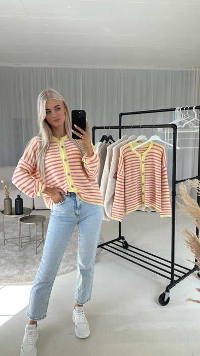 Basic Cardigan Gelb/Pink