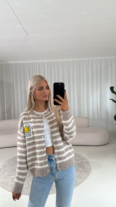 Cardigan Stripes Beige/Weiß