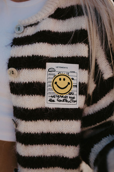 Cardigan Smiley Stripes Schwarz/Weiß