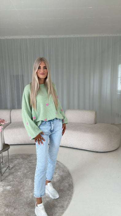 Weicher Pullover Mint Herz