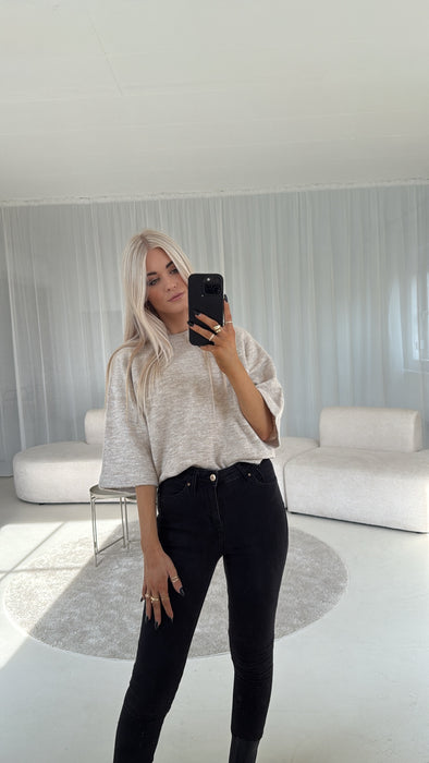 Rundhalsausschnitt  Oberteil Beige