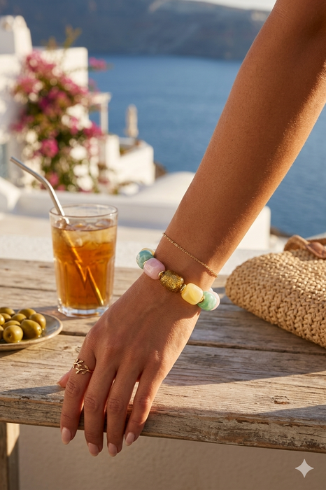 Perlenarmband mit auffälliger Glitzerperlen Pastell - Ohne Rückgaberecht