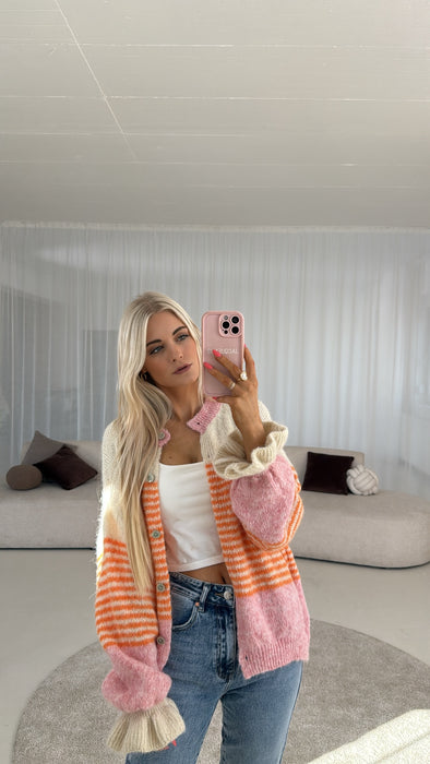 Volant Cardigan Orange/Rosa