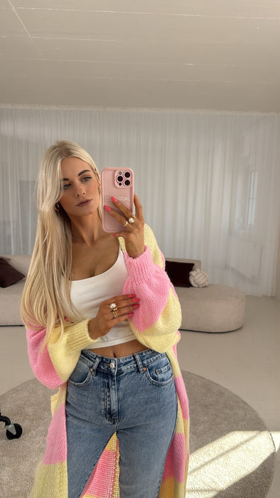 Long Cardigan Pink/Gelb