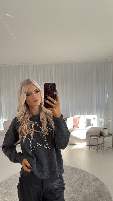 Pullover Stern Glitzer Dunkel