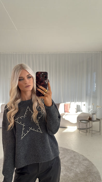 Pullover Stern Glitzer Dunkel