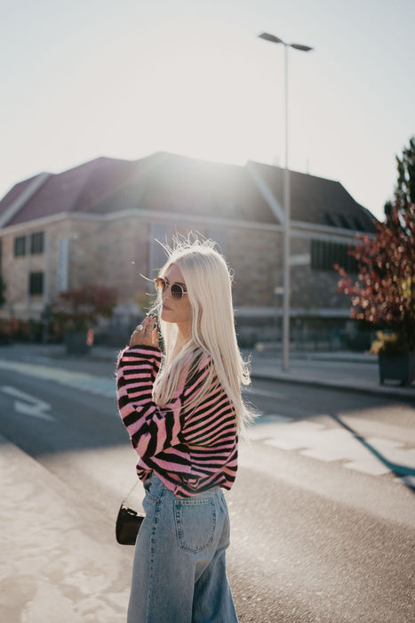 Pullover Stripes Weinrot/Rosa