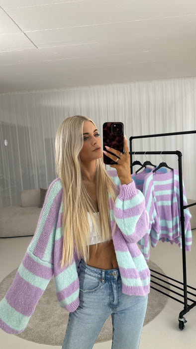 Cardigan Candy - Aqua/ Lila